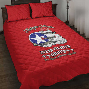 African American Aviators WWII Quilt Bed Set Tuskegee Red Tails Airmen Red - African Pride