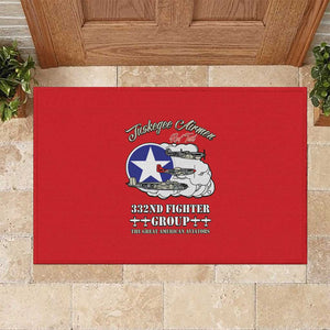 African American Aviators WWII Rubber Doormat Tuskegee Red Tails Airmen Red - African Pride
