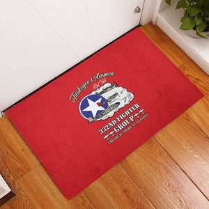 African American Aviators WWII Rubber Doormat Tuskegee Red Tails Airmen Red - African Pride