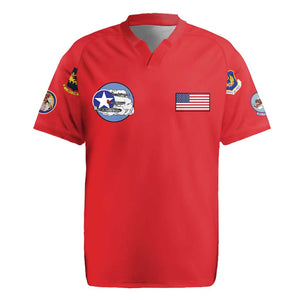 African American Aviators WWII Rugby Jersey Tuskegee Red Tails Airmen Red - African Pride