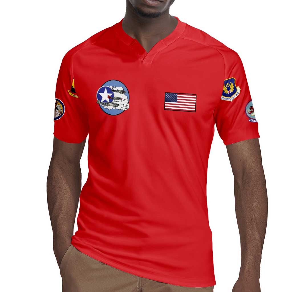 African American Aviators WWII Rugby Jersey Tuskegee Red Tails Airmen Red - African Pride