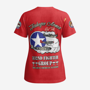 African American Aviators WWII Scrub Top Tuskegee Red Tails Airmen Red - African Pride