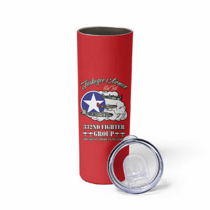 African American Aviators WWII Skinny Tumbler Tuskegee Red Tails Airmen Red - African Pride
