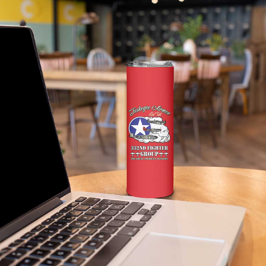African American Aviators WWII Skinny Tumbler Tuskegee Red Tails Airmen Red - African Pride