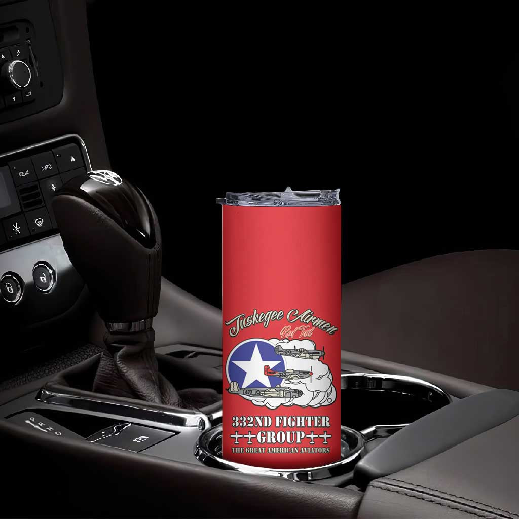 African American Aviators WWII Skinny Tumbler Tuskegee Red Tails Airmen Red - African Pride