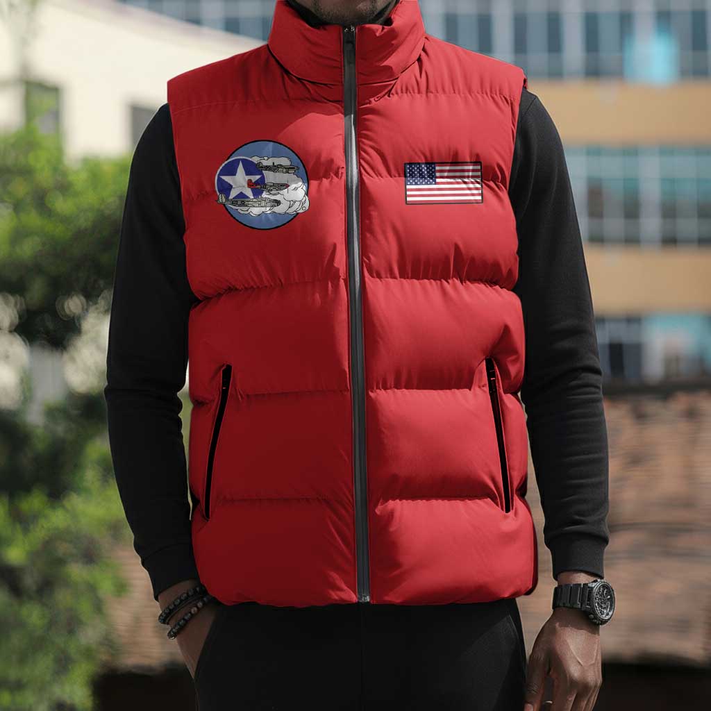 Tuskegee Airmen WWII Heroes Sleeveless Puffer Jacket The Great American Aviators Red Art