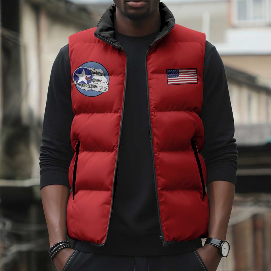 Tuskegee Airmen WWII Heroes Sleeveless Puffer Jacket The Great American Aviators Red Art