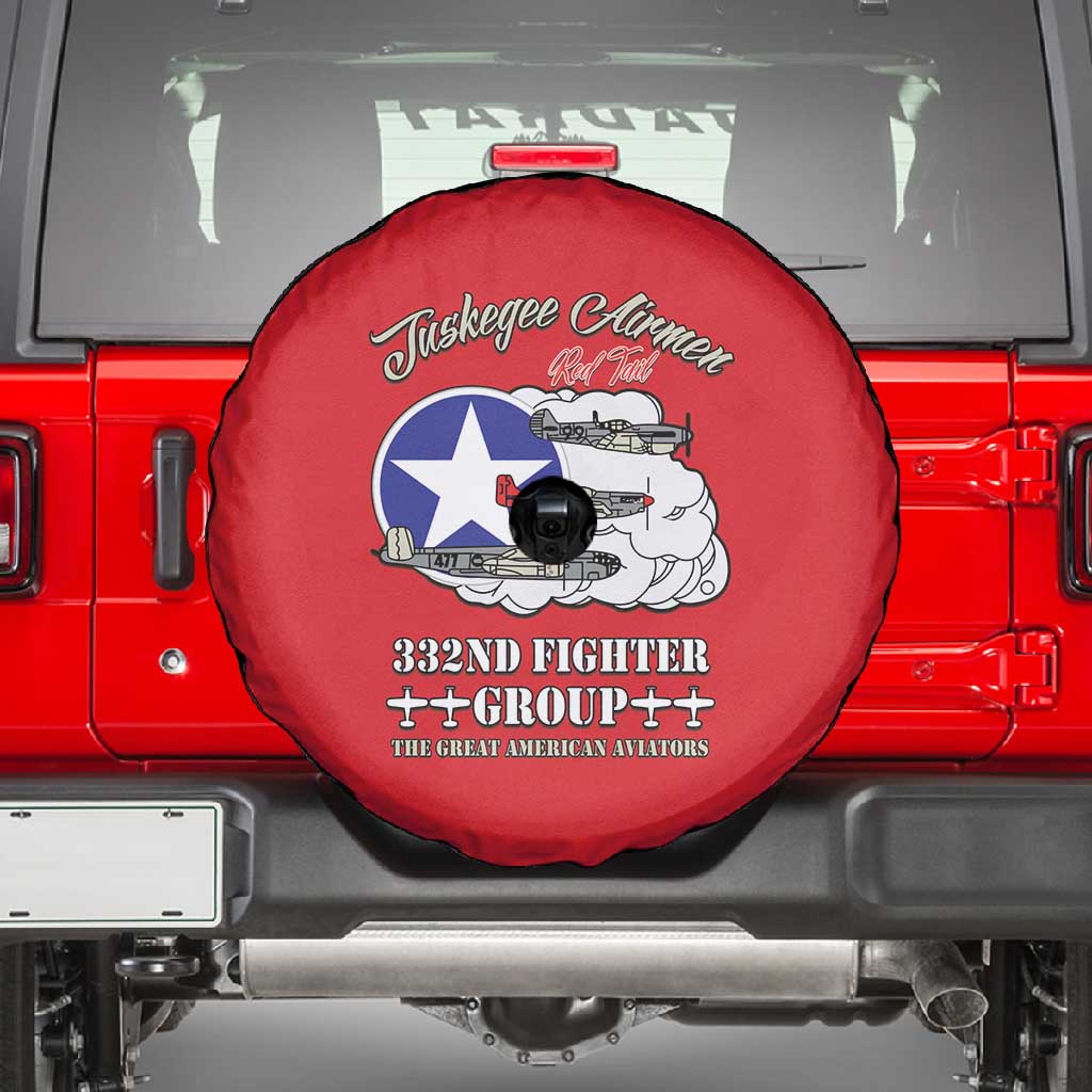 African American Aviators WWII Spare Tire Cover Tuskegee Red Tails Airmen Red - African Pride