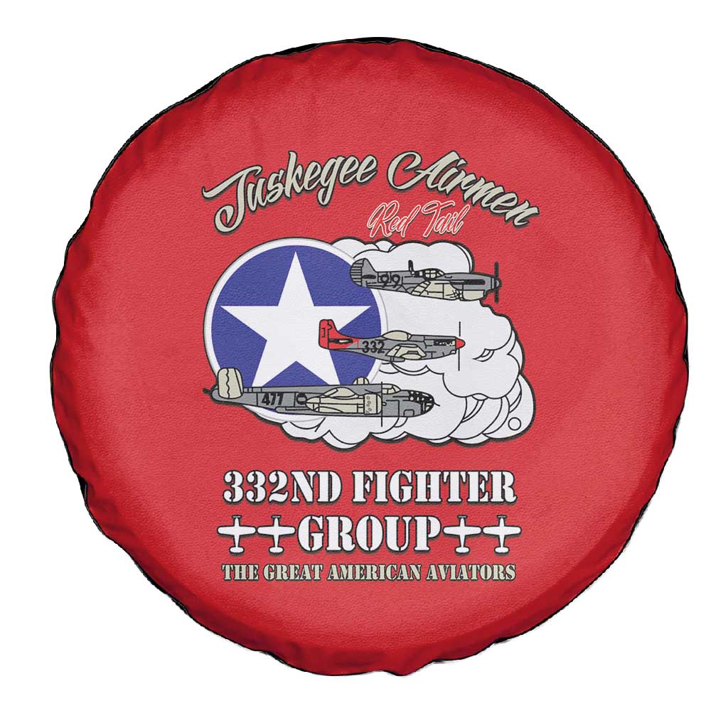 African American Aviators WWII Spare Tire Cover Tuskegee Red Tails Airmen Red - African Pride