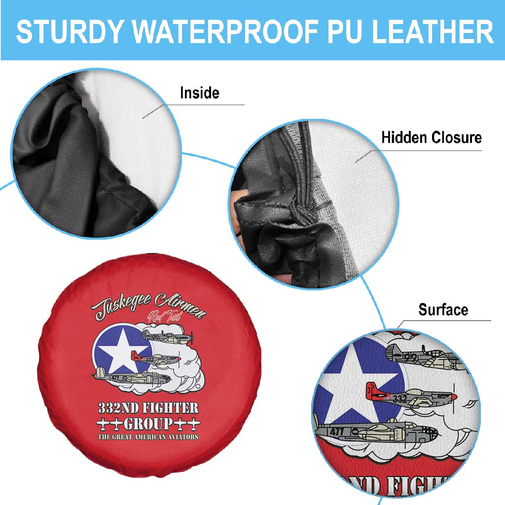 African American Aviators WWII Spare Tire Cover Tuskegee Red Tails Airmen Red - African Pride