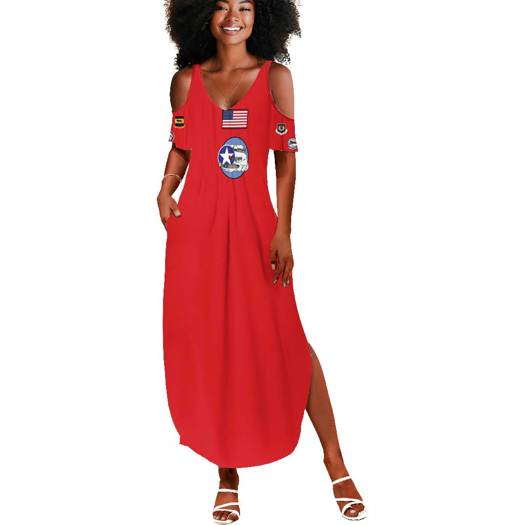 African American Aviators WWII Summer Maxi Dress Tuskegee Red Tails Airmen Red - African Pride