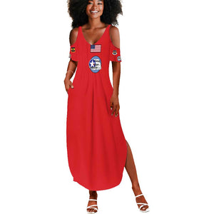 African American Aviators WWII Summer Maxi Dress Tuskegee Red Tails Airmen Red - African Pride
