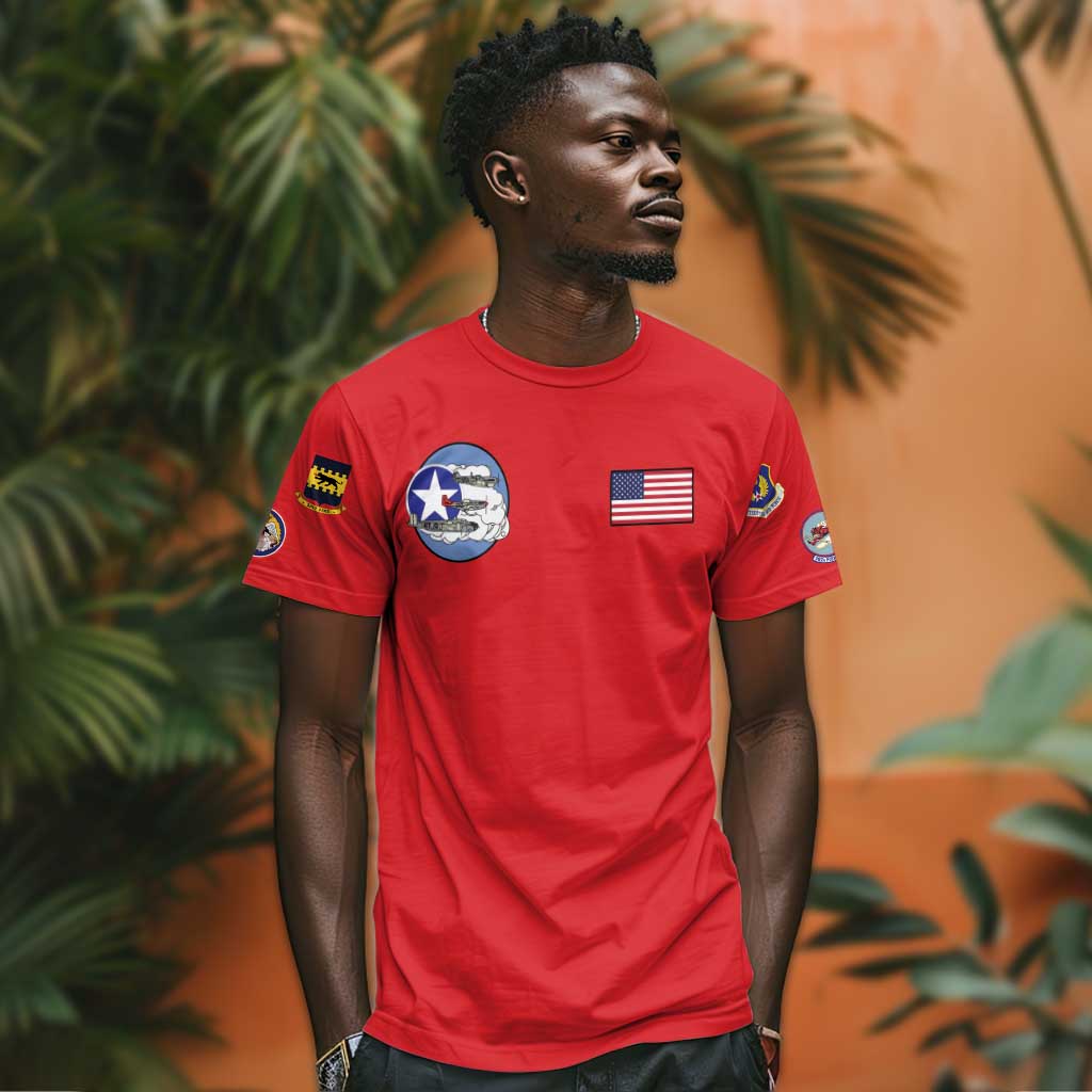 African American Aviators WWII T shirt Tuskegee Red Tails Airmen Red - African Pride