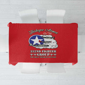 African American Aviators WWII Tablecloth Tuskegee Red Tails Airmen Red - African Pride