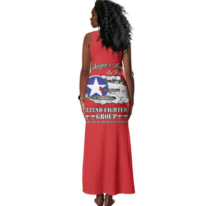 African American Aviators WWII Tank Maxi Dress Tuskegee Red Tails Airmen Red - African Pride