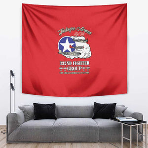 African American Aviators WWII Tapestry Tuskegee Red Tails Airmen Red - African Pride