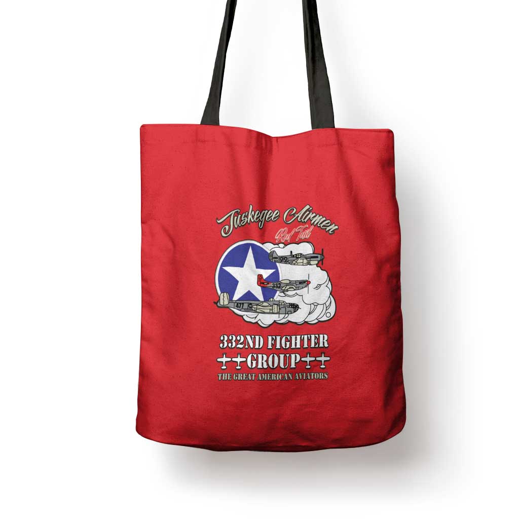 Tuskegee Airmen WWII Heroes Tote Bag The Great American Aviators Red Art