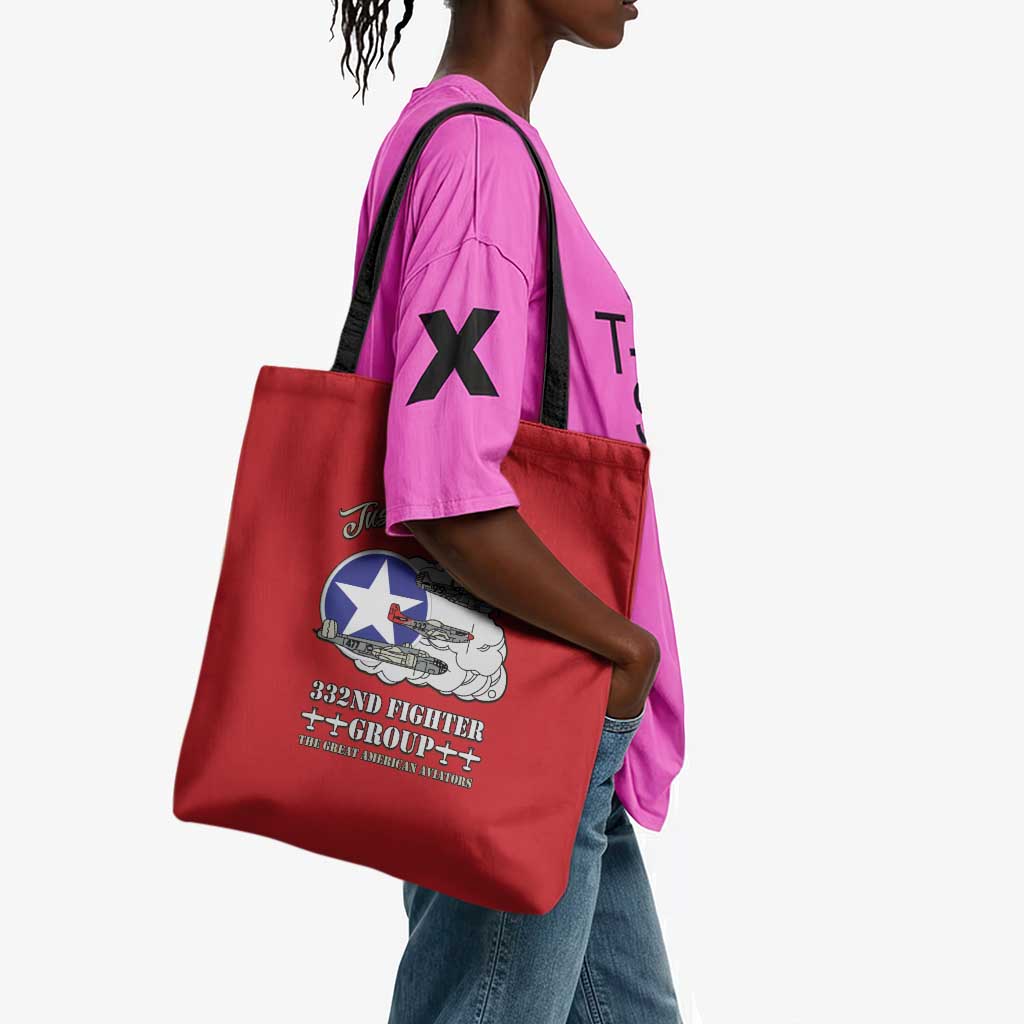 Tuskegee Airmen WWII Heroes Tote Bag The Great American Aviators Red Art