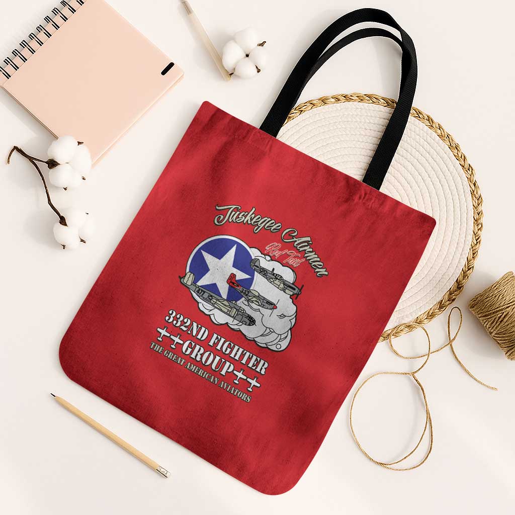 Tuskegee Airmen WWII Heroes Tote Bag The Great American Aviators Red Art