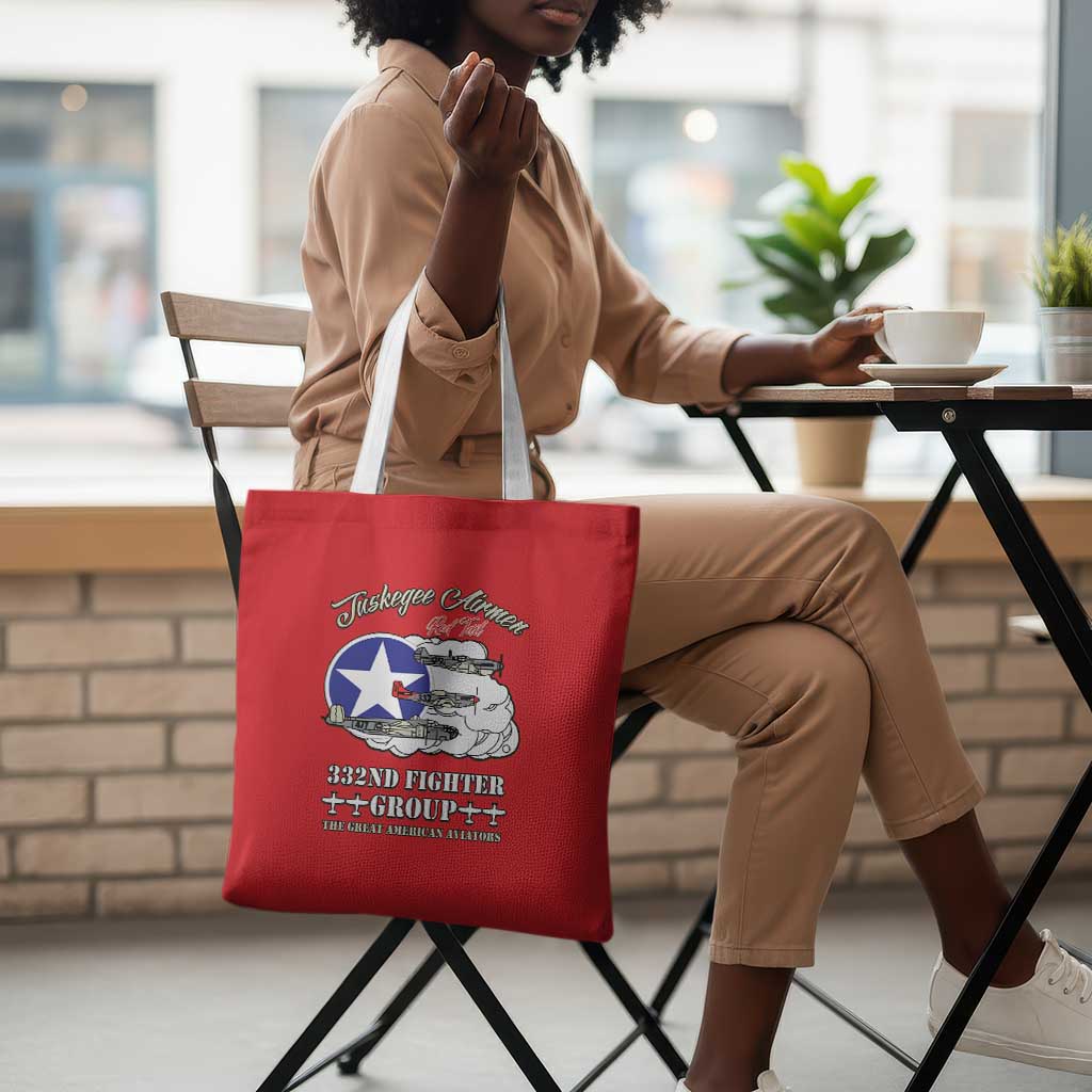 Tuskegee Airmen WWII Heroes Tote Bag The Great American Aviators Red Art