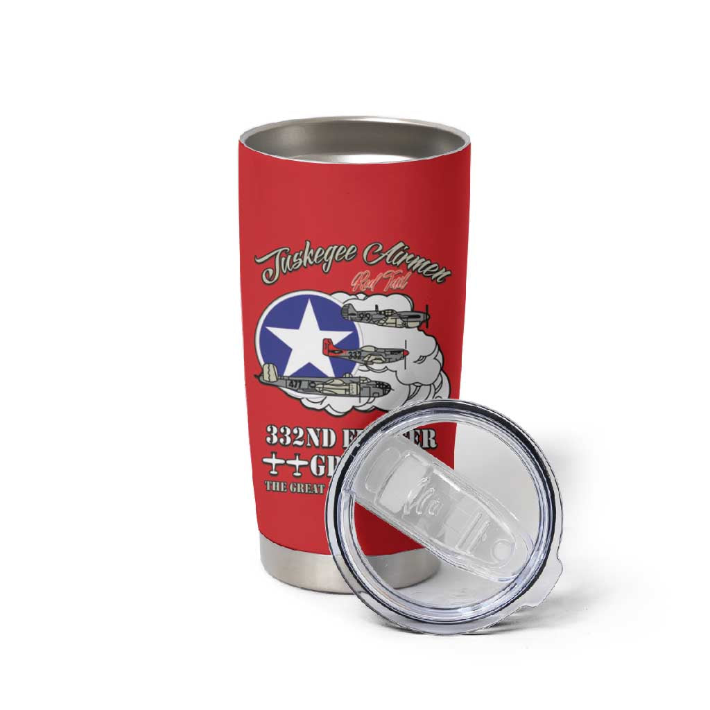 African American Aviators WWII Tumbler Cup Tuskegee Red Tails Airmen Red - African Pride