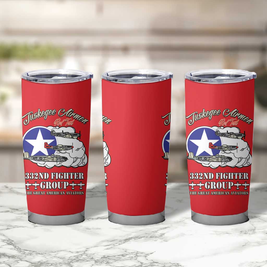 African American Aviators WWII Tumbler Cup Tuskegee Red Tails Airmen Red - African Pride