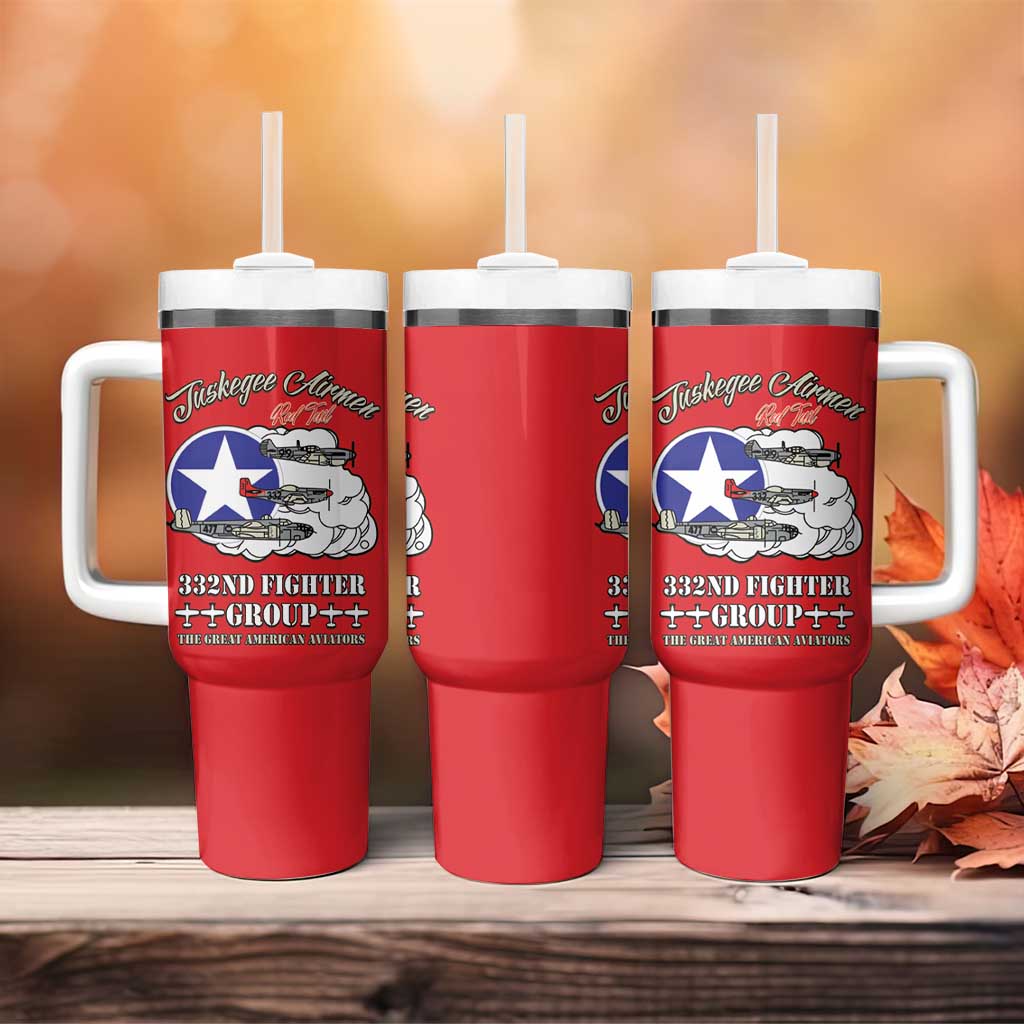 African American Aviators WWII Tumbler With Handle Tuskegee Red Tails Airmen Red - African Pride