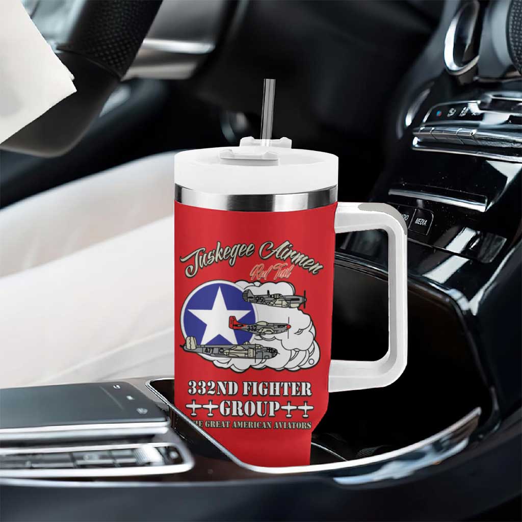 African American Aviators WWII Tumbler With Handle Tuskegee Red Tails Airmen Red - African Pride
