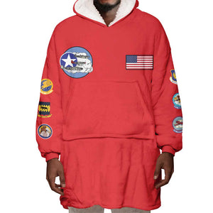 African American Aviators WWII Wearable Blanket Hoodie Tuskegee Red Tails Airmen Red - African Pride
