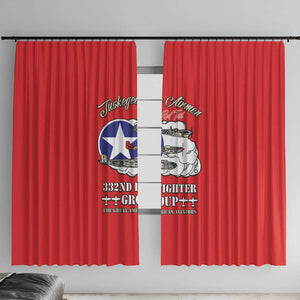 African American Aviators WWII Window Curtain Tuskegee Red Tails Airmen Red - African Pride