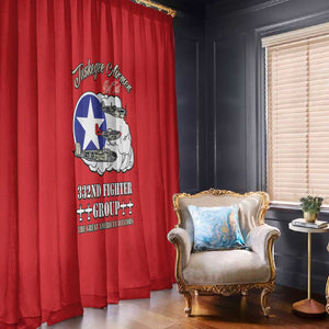 African American Aviators WWII Window Curtain Tuskegee Red Tails Airmen Red - African Pride