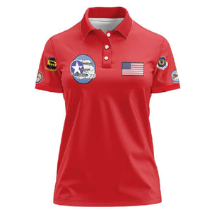 African American Aviators WWII Women Polo Shirt Tuskegee Red Tails Airmen Red - African Pride