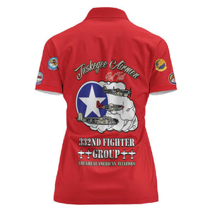 African American Aviators WWII Women Polo Shirt Tuskegee Red Tails Airmen Red - African Pride