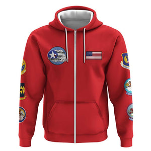 African American Aviators WWII Zip Hoodie Tuskegee Red Tails Airmen Red - African Pride
