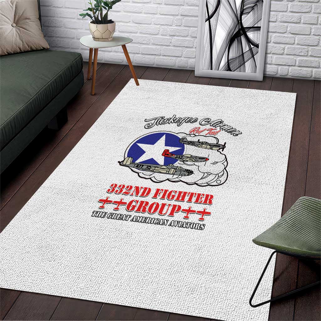 African American Aviators WWII Area Rug Tuskegee Red Tails Airmen White ...