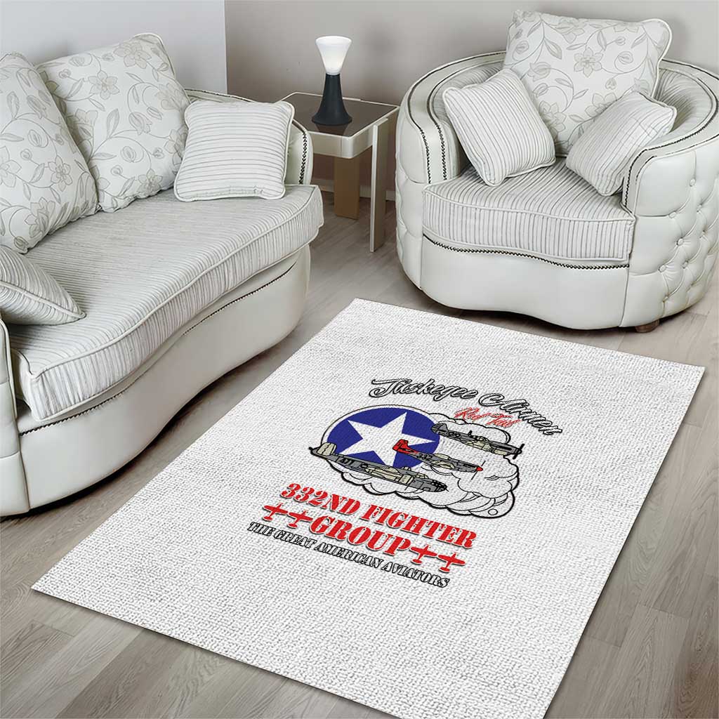 African American Aviators WWII Area Rug Tuskegee Red Tails Airmen White - African Pride