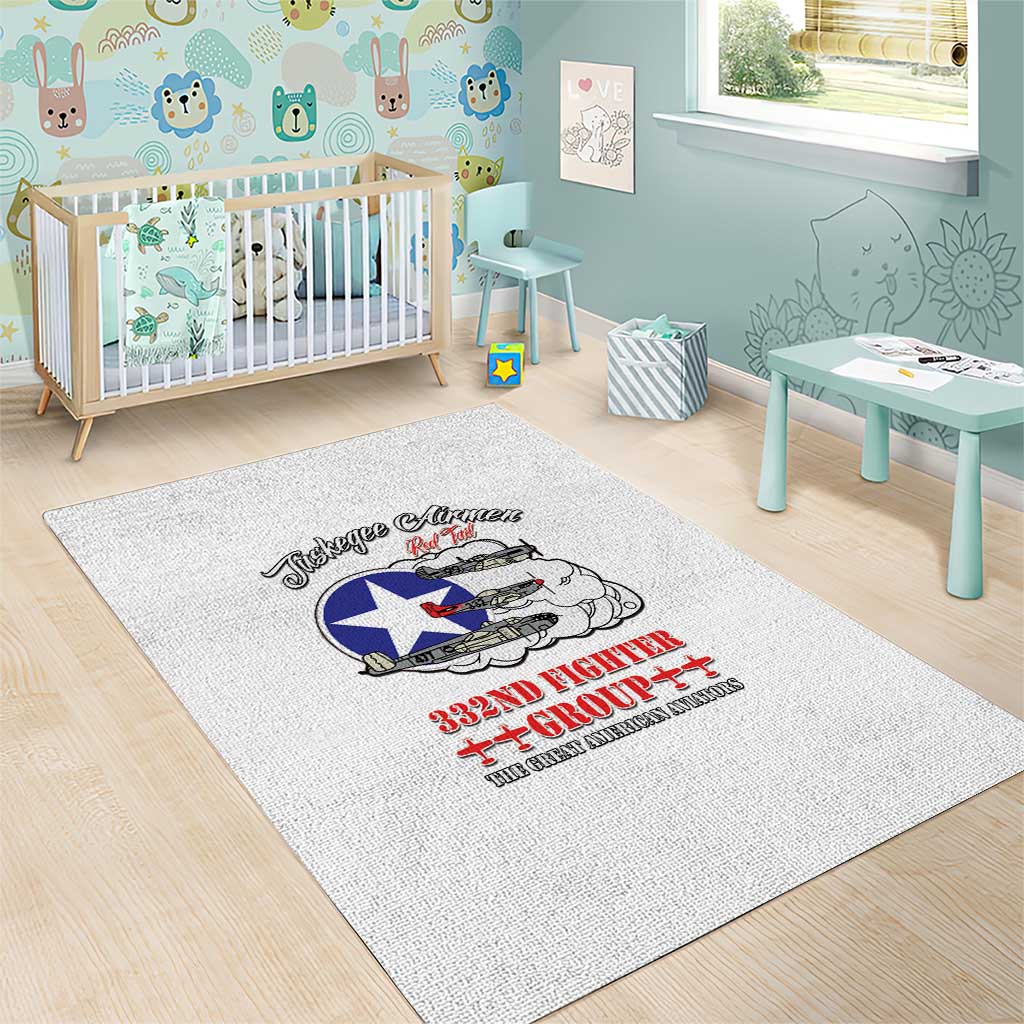 African American Aviators WWII Area Rug Tuskegee Red Tails Airmen White - African Pride