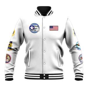 African American Aviators WWII Baseball Jacket Tuskegee Red Tails Airmen White - African Pride