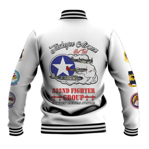 African American Aviators WWII Baseball Jacket Tuskegee Red Tails Airmen White - African Pride