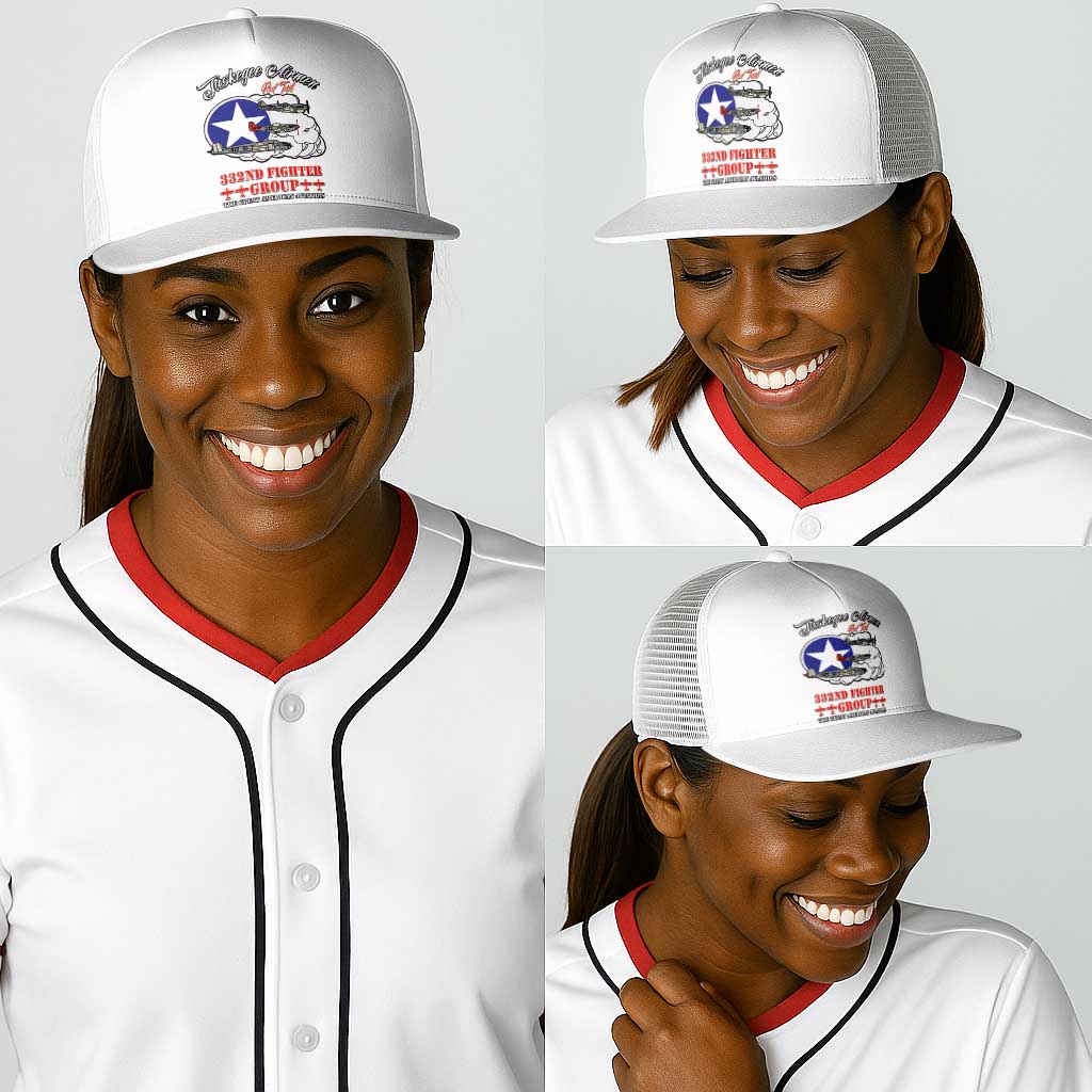 African American Aviators WWII Baseball Net Cap Tuskegee Red Tails Airmen White - African Pride