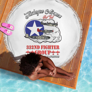 African American Aviators WWII Beach Blanket Tuskegee Red Tails Airmen White - African Pride