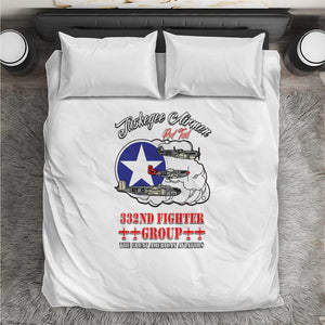 African American Aviators WWII Bedding Set Tuskegee Red Tails Airmen White - African Pride