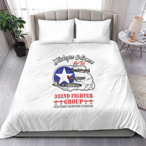 African American Aviators WWII Bedding Set Tuskegee Red Tails Airmen White - African Pride