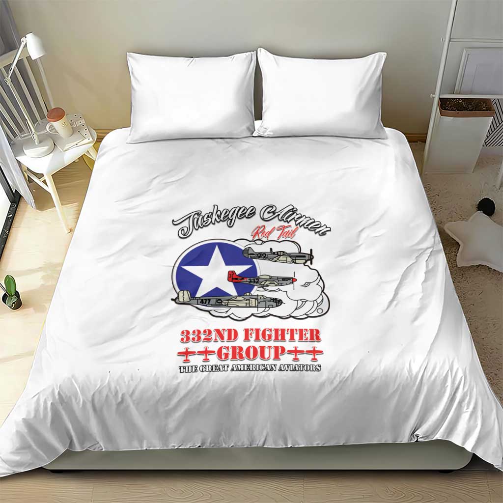 African American Aviators WWII Bedding Set Tuskegee Red Tails Airmen White - African Pride