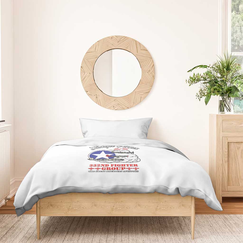 African American Aviators WWII Bedding Set Tuskegee Red Tails Airmen White - African Pride