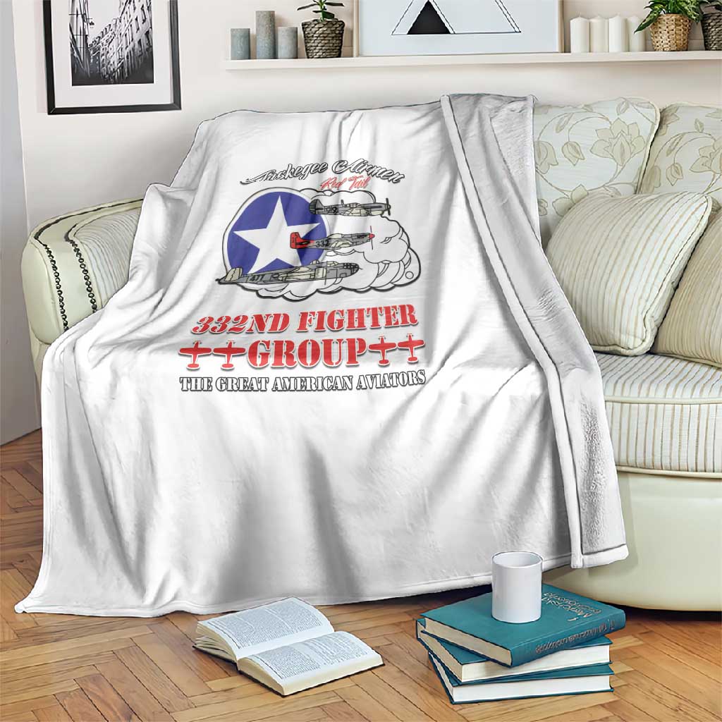 African American Aviators WWII Blanket Tuskegee Red Tails Airmen White - African Pride