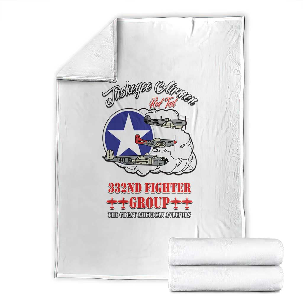 African American Aviators WWII Blanket Tuskegee Red Tails Airmen White - African Pride