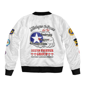 African American Aviators WWII Bomber Jacket Tuskegee Red Tails Airmen White - African Pride