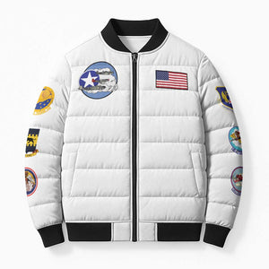 Tuskegee Airmen WWII Heroes Bomber Puffer Jacket The Great American Aviators White Art