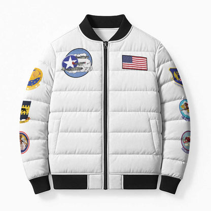 Tuskegee Airmen WWII Heroes Bomber Puffer Jacket The Great American Aviators White Art